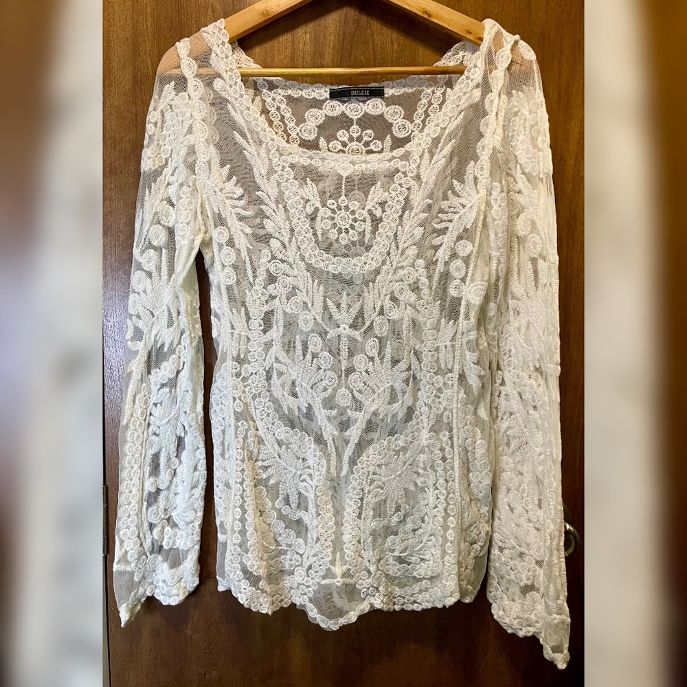 Dulcie Long Sleeve See Through Lace Top